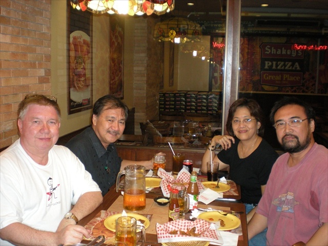 At Shakey's with Denny and Leo